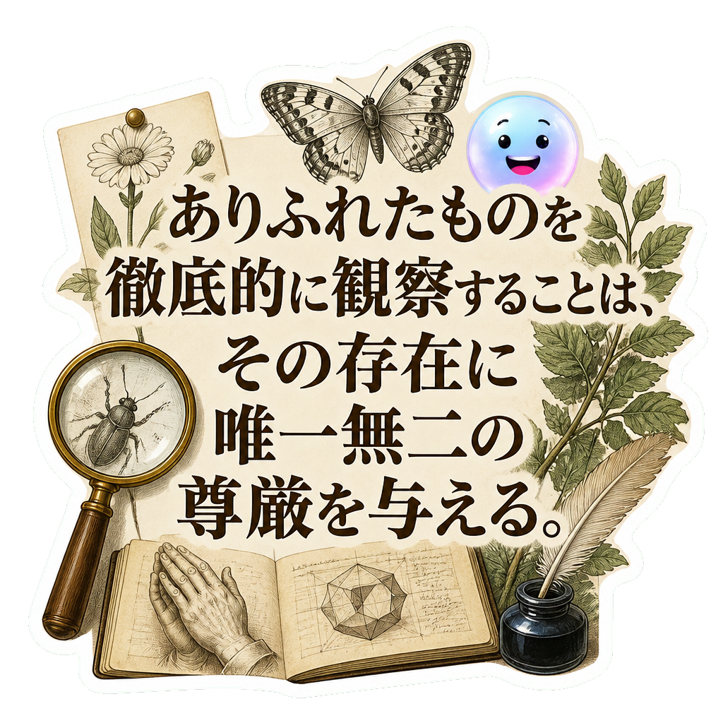 ありふれたものを徹底的に観察することは、その存在に唯一無二の尊厳を与える。