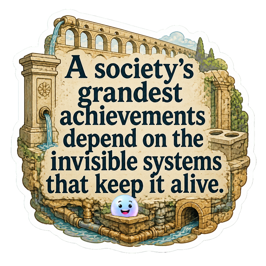 A society's grandest achievements depend on the invisible systems that keep it alive.