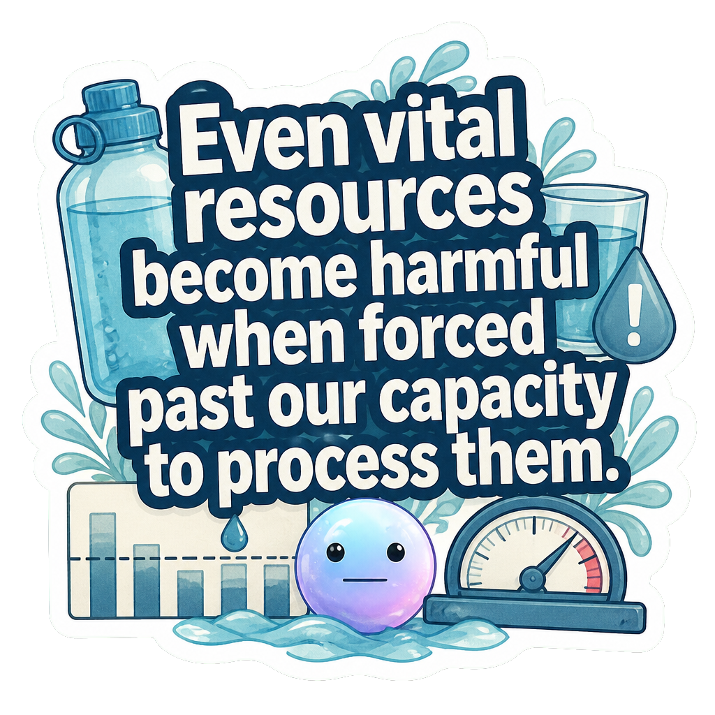 Even vital resources become harmful when forced past our capacity to process them.