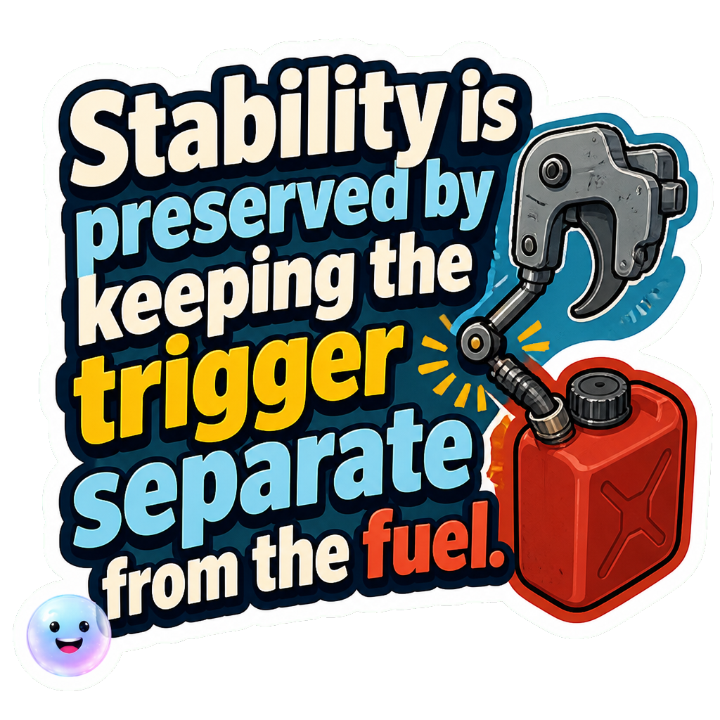 Stability is preserved by keeping the trigger separate from the fuel.
