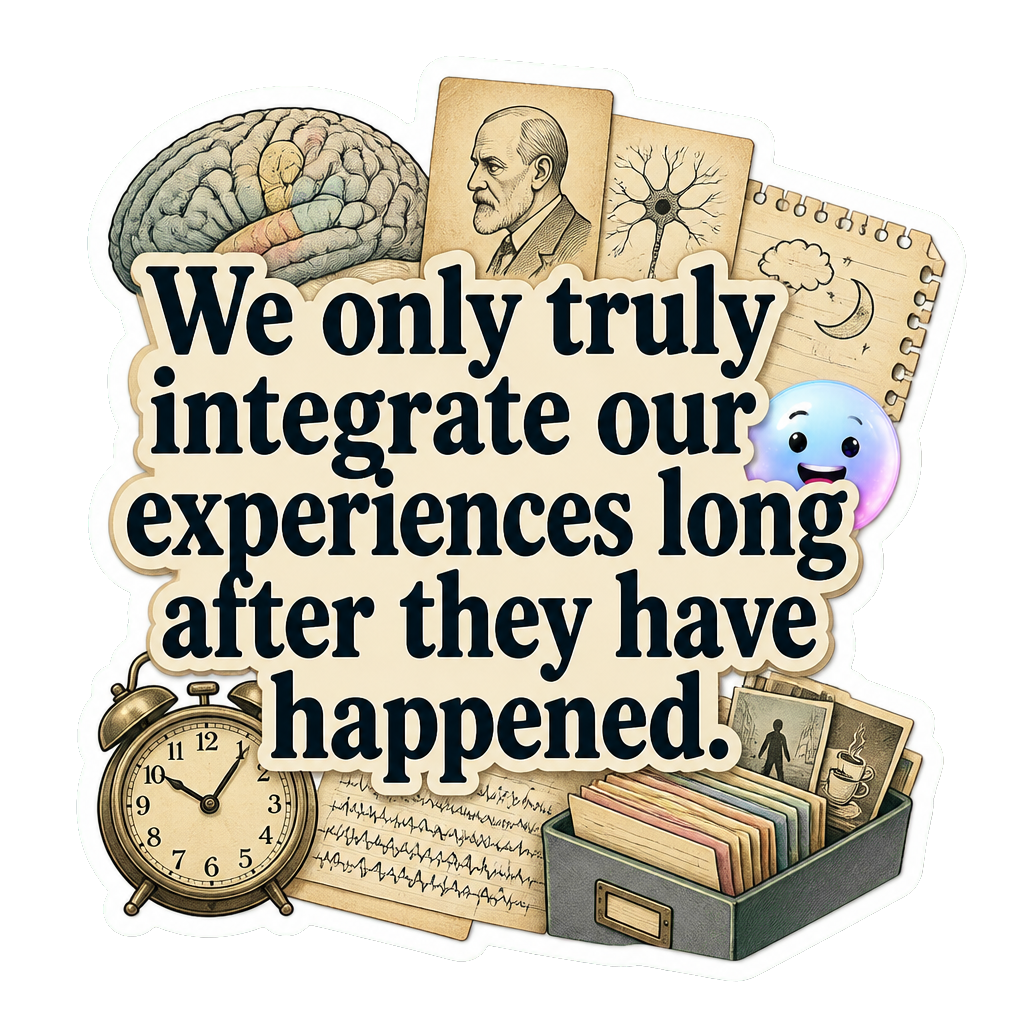We only truly integrate our experiences long after they have happened.