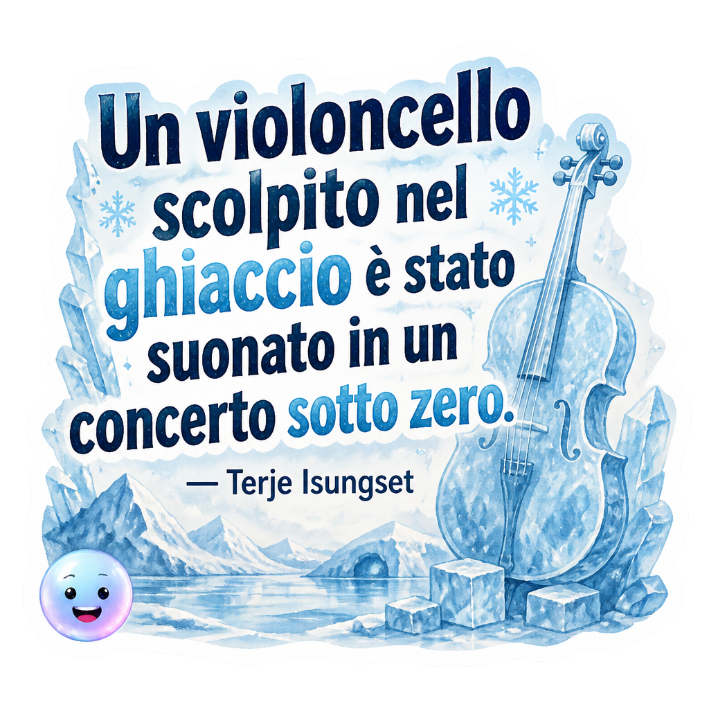 Un violoncello scolpito nel ghiaccio è stato suonato in un concerto sotto zero.