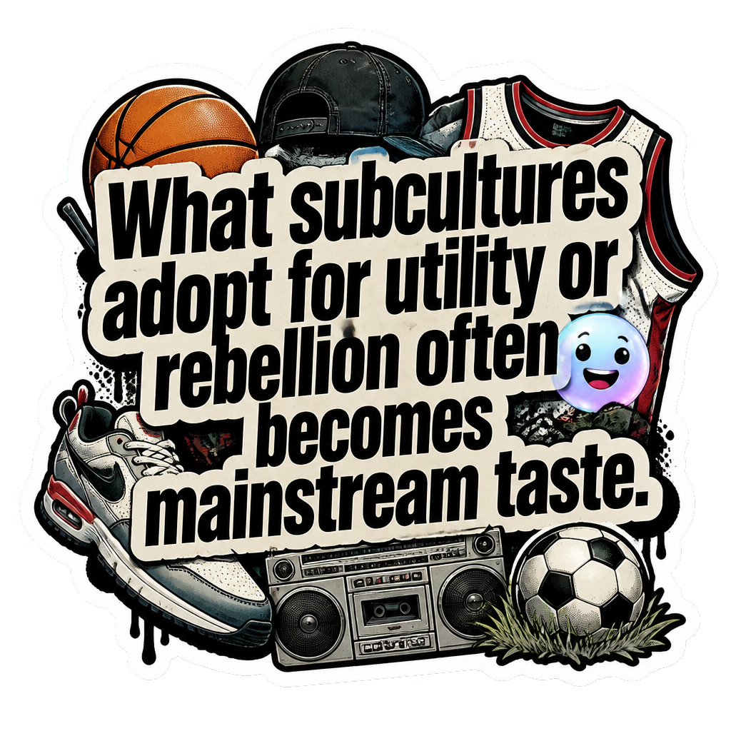 What subcultures adopt for utility or rebellion often becomes mainstream taste.