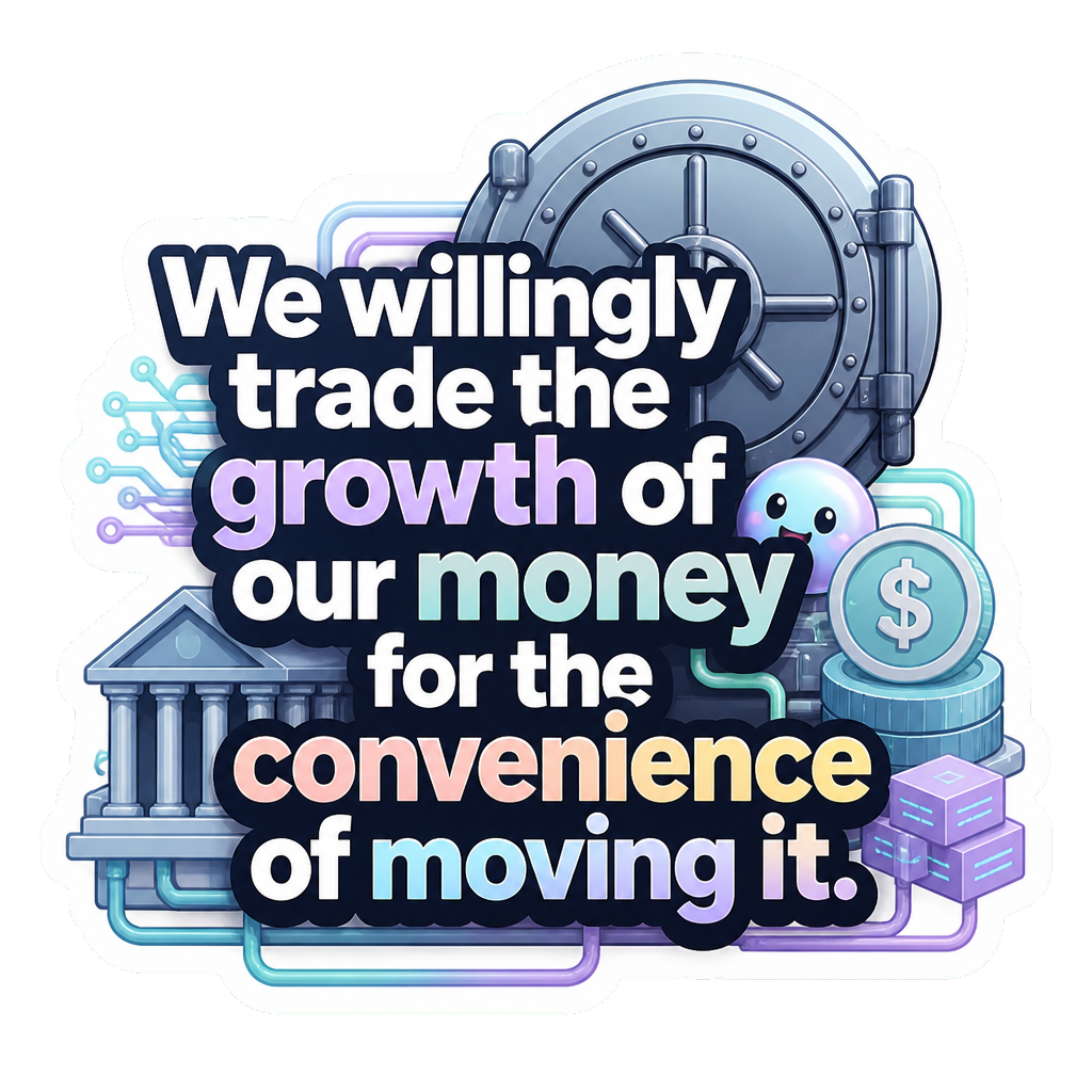 We willingly trade the growth of our money for the convenience of moving it.