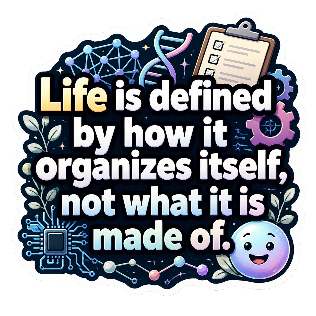Life is defined by how it organizes itself, not what it is made of.