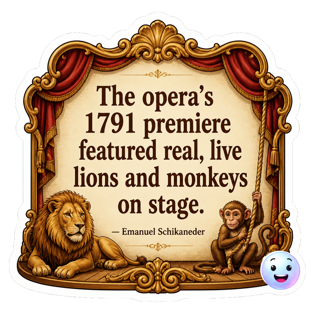 The opera’s 1791 premiere featured real, live lions and monkeys on stage.