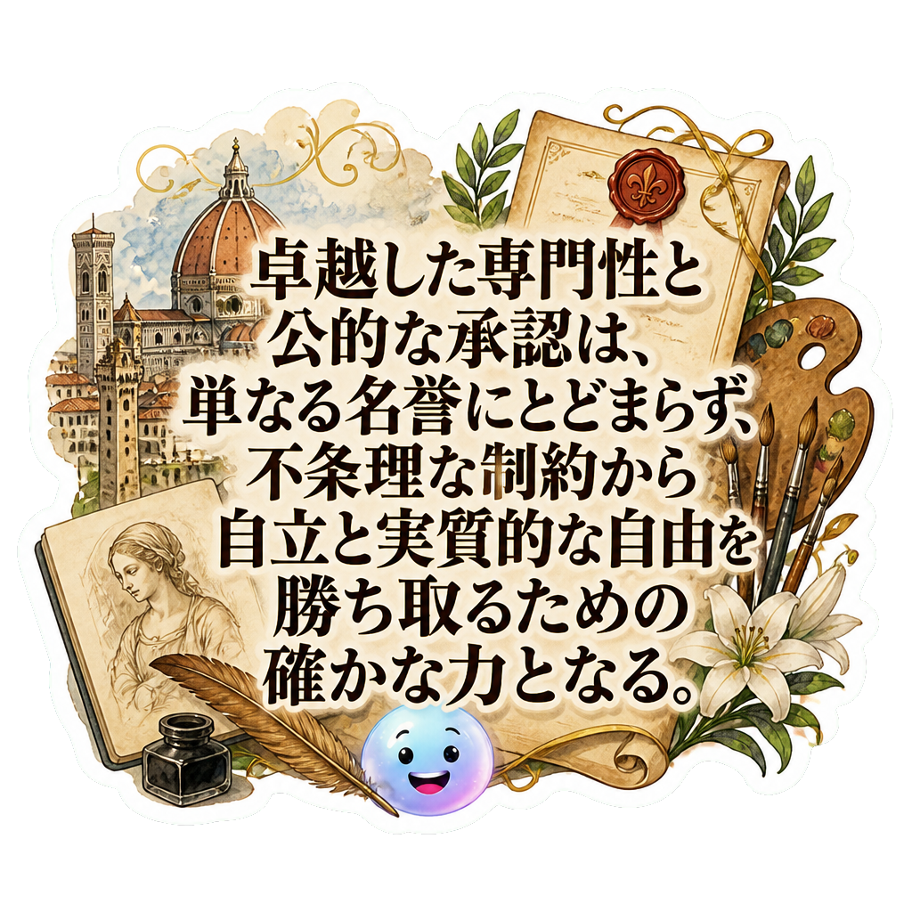 卓越した専門性と公的な承認は、単なる名誉にとどまらず、不条理な制約から自立と実質的な自由を勝ち取るための確かな力となる。