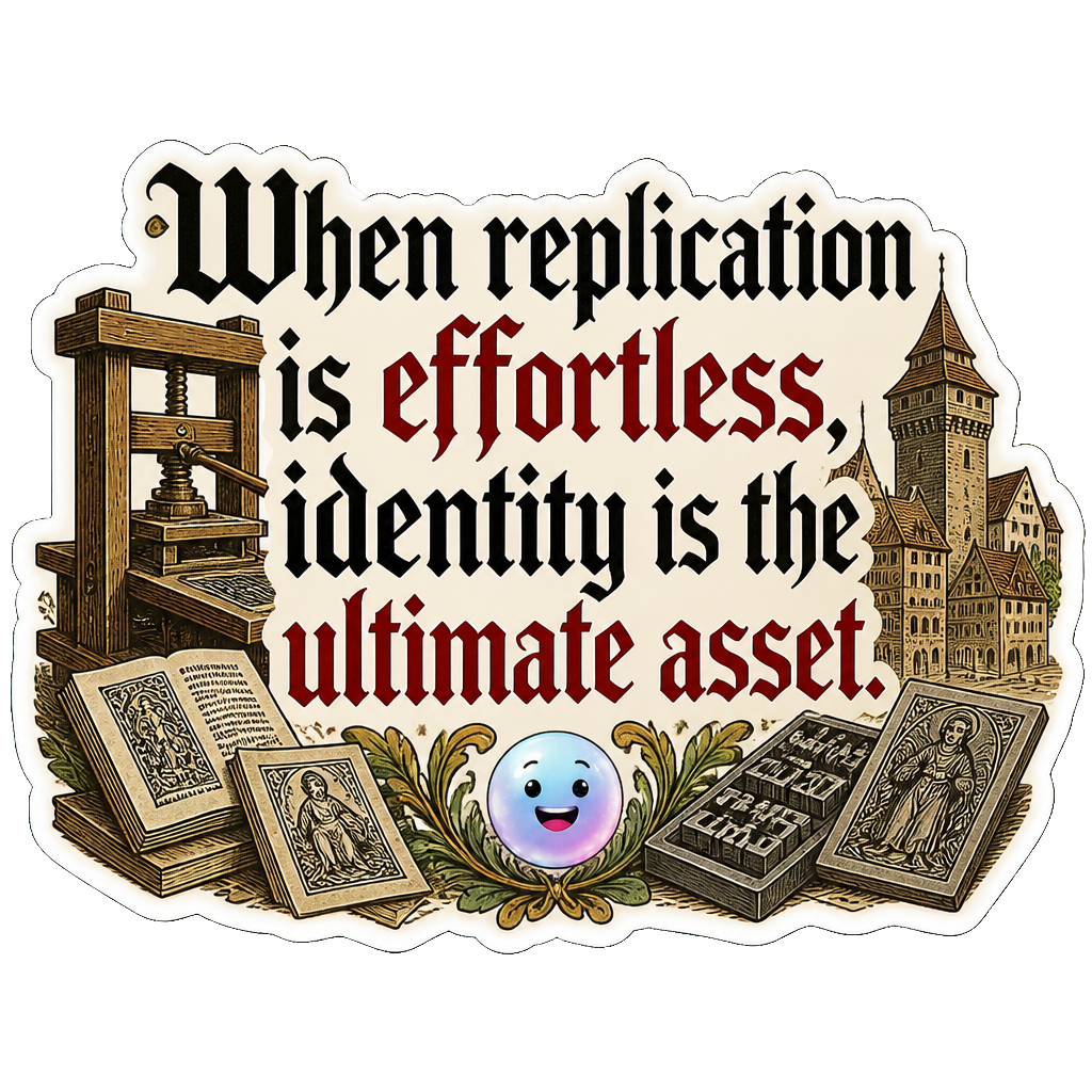 When replication is effortless, identity is the ultimate asset.