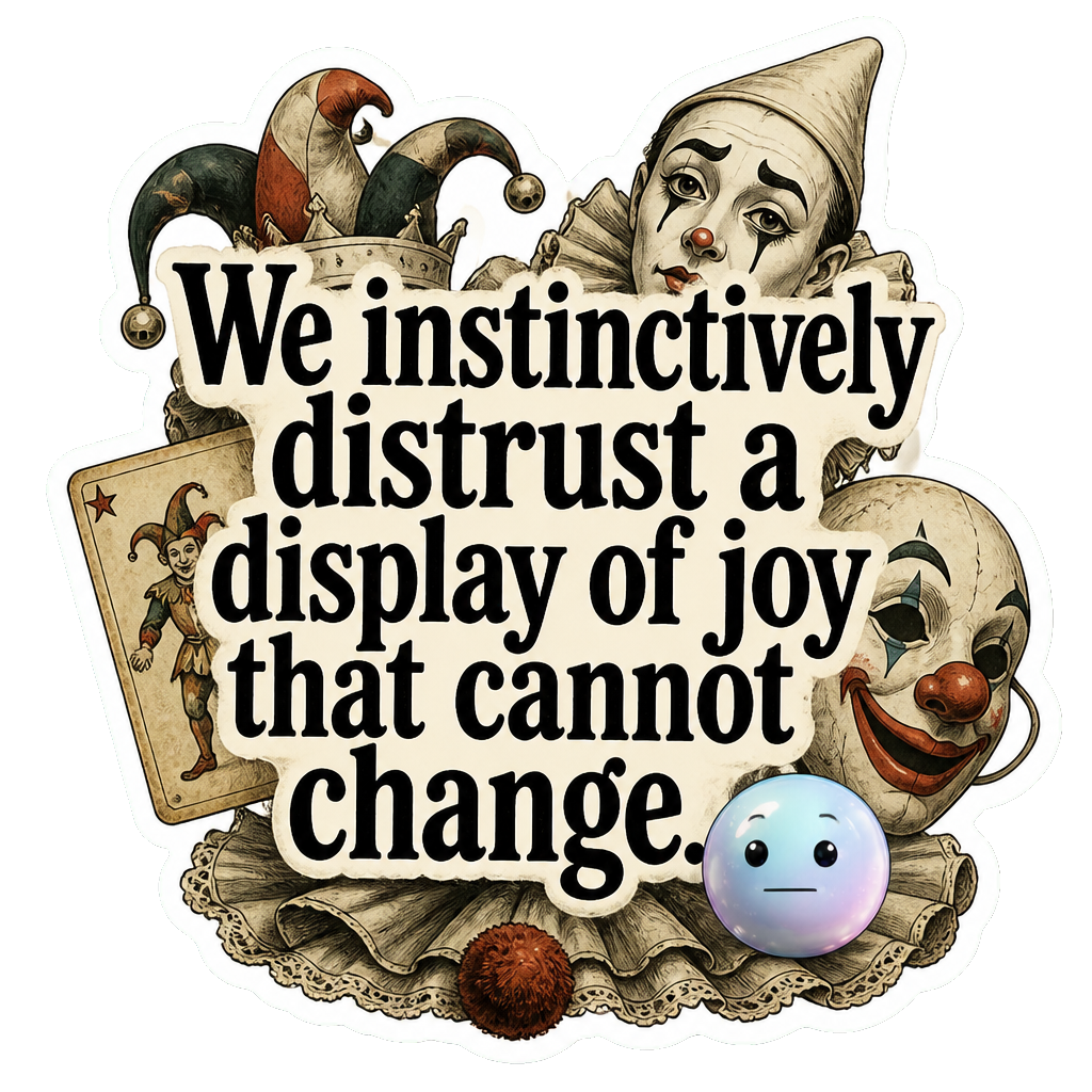 We instinctively distrust a display of joy that cannot change.
