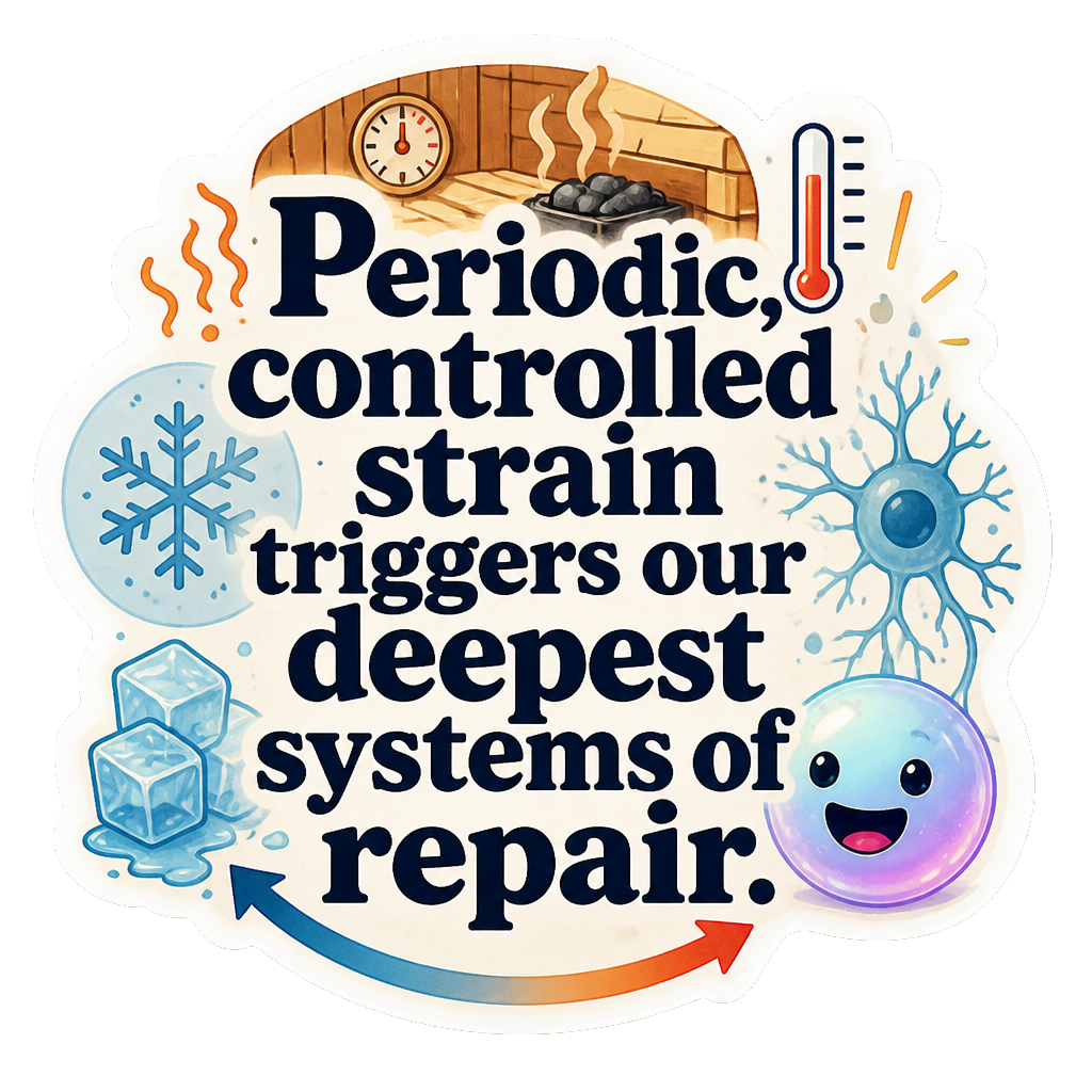 Periodic, controlled strain triggers our deepest systems of repair.