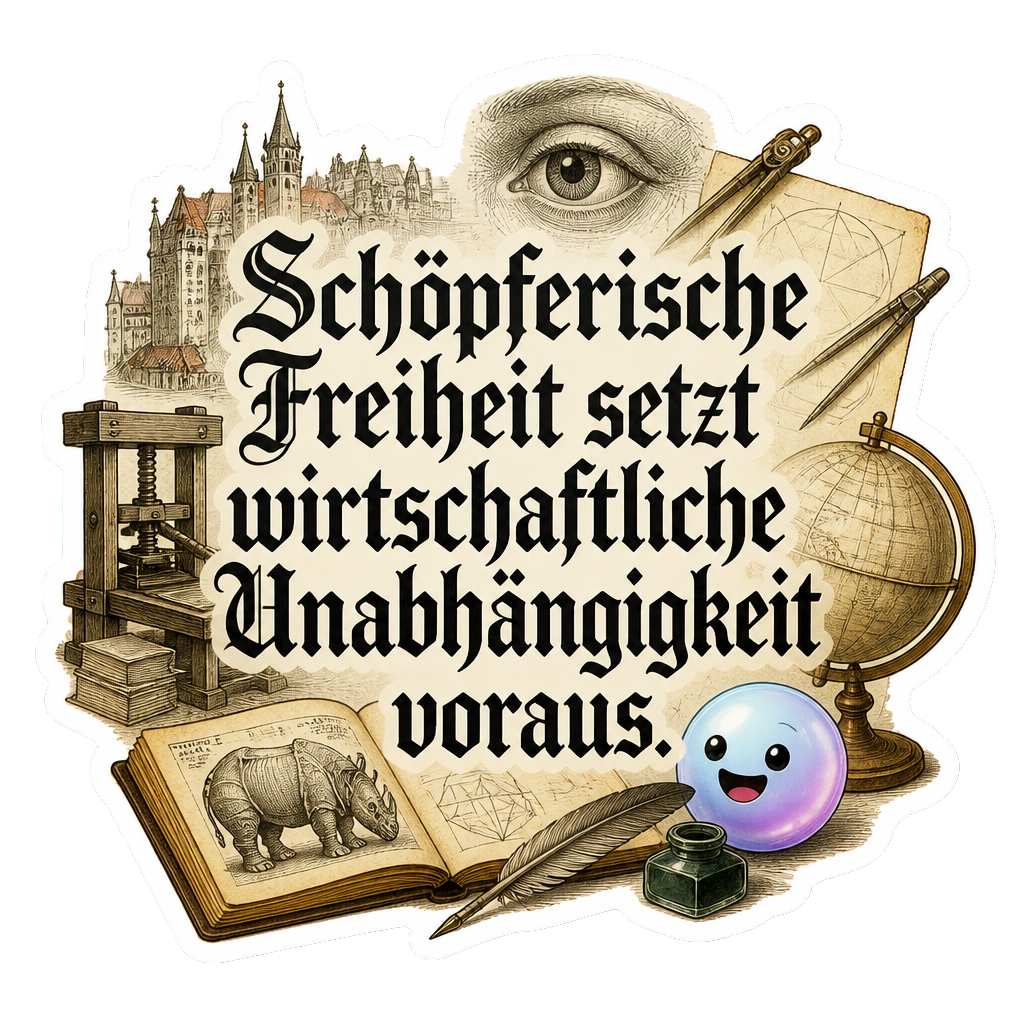 Schöpferische Freiheit setzt wirtschaftliche Unabhängigkeit voraus.
