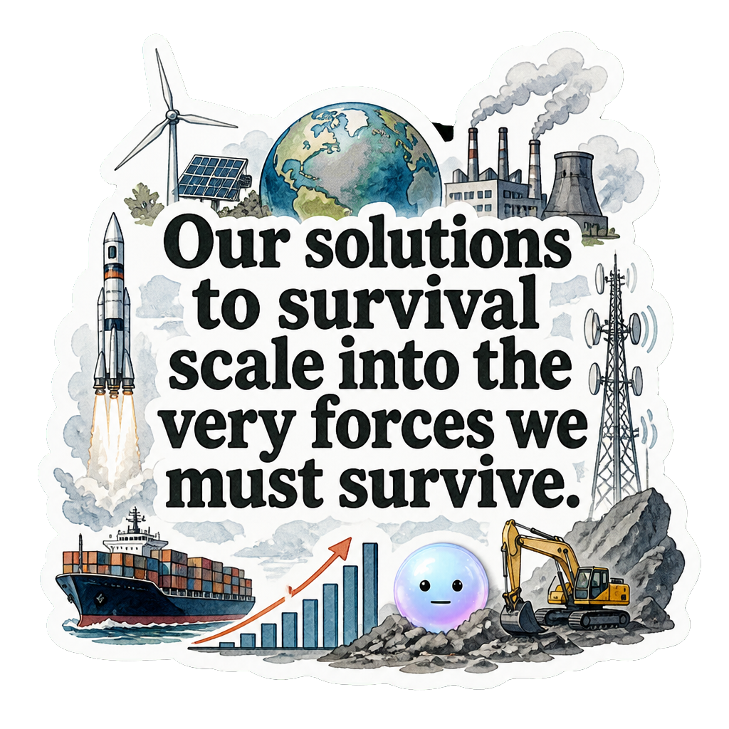 Our solutions to survival scale into the very forces we must survive.