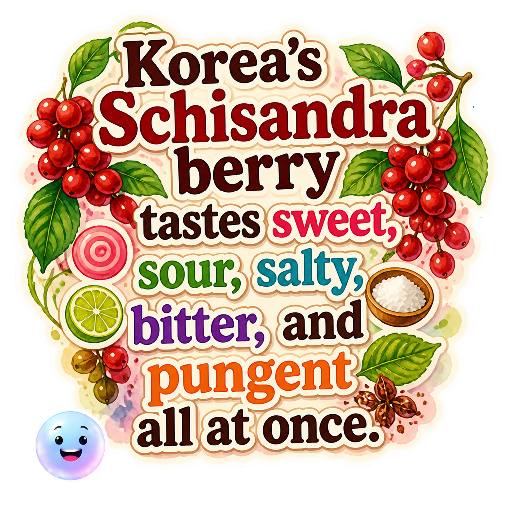 Korea's Schisandra berry tastes sweet, sour, salty, bitter, and pungent all at once.