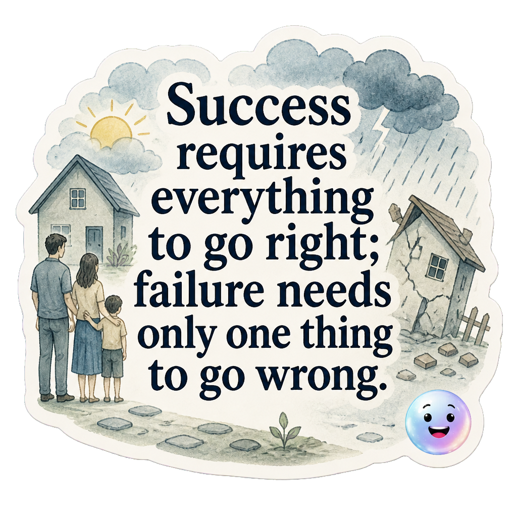 Success requires everything to go right; failure needs only one thing to go wrong.