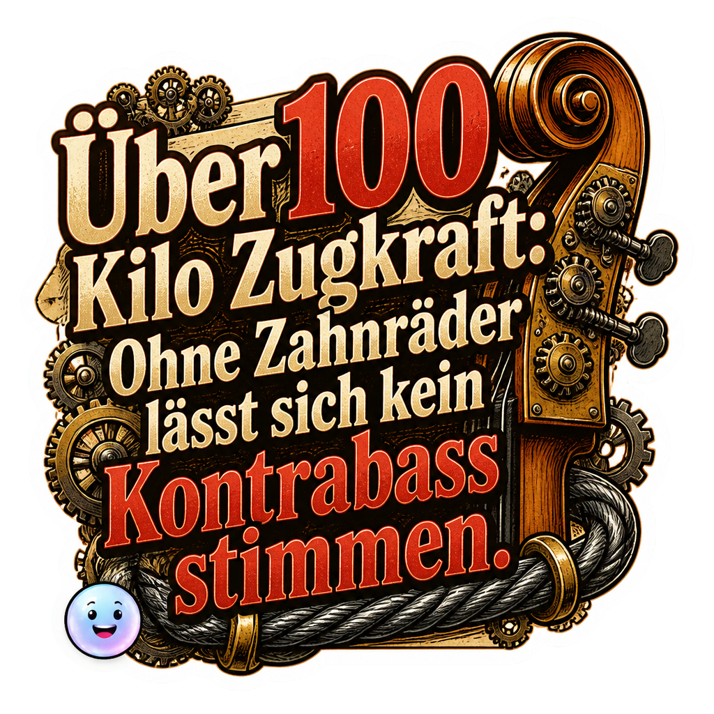 Über 100 Kilo Zugkraft: Ohne Zahnräder lässt sich kein Kontrabass stimmen.