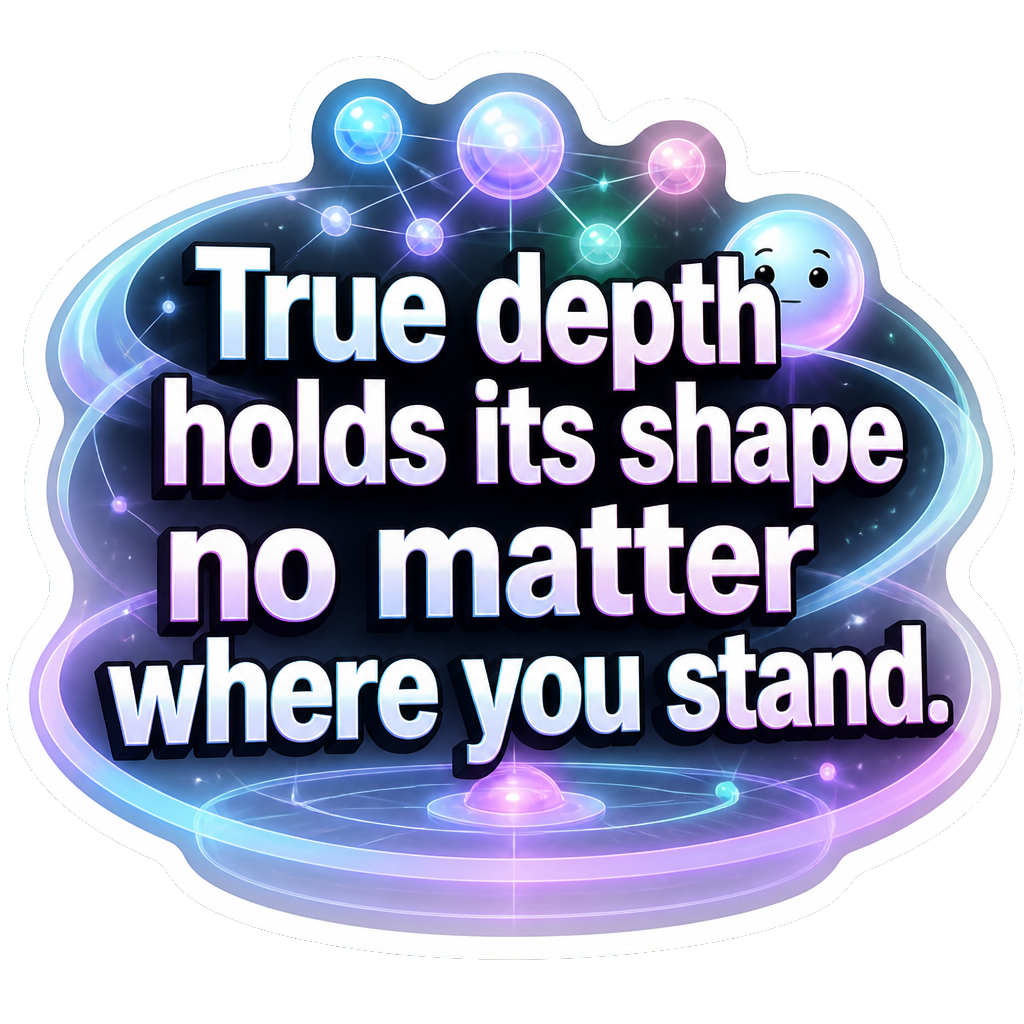 True depth holds its shape no matter where you stand.
