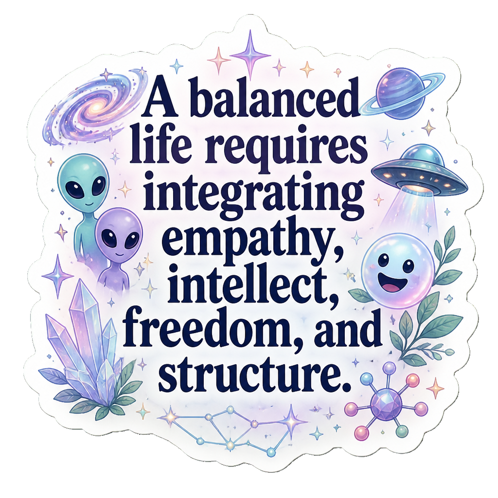 A balanced life requires integrating empathy, intellect, freedom, and structure.