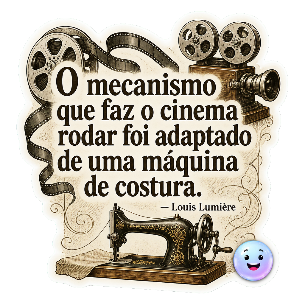 O mecanismo que faz o cinema rodar foi adaptado de uma máquina de costura.