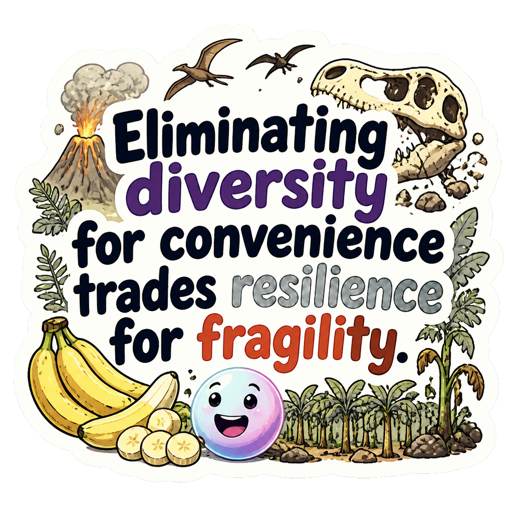 Eliminating diversity for convenience trades resilience for fragility.