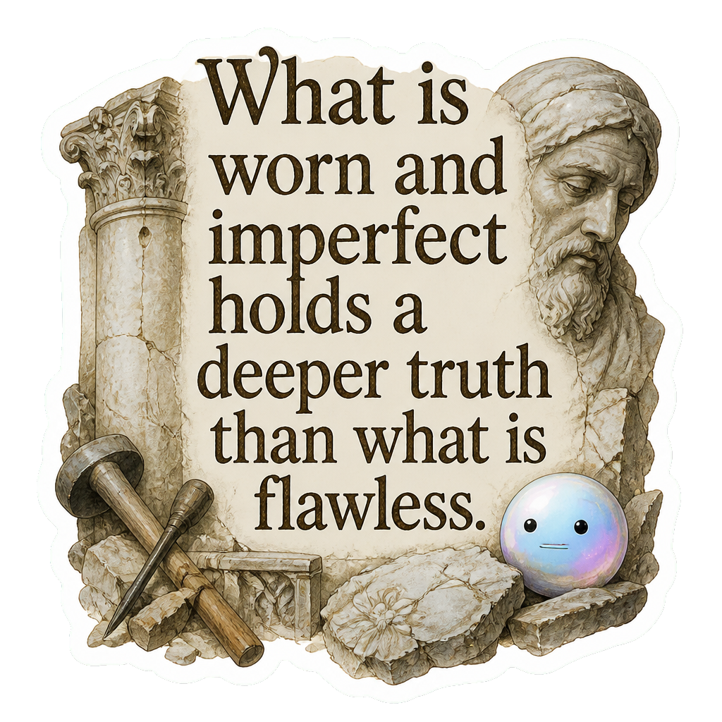 What is worn and imperfect holds a deeper truth than what is flawless.