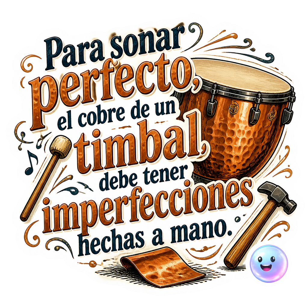 Para sonar perfecto, el cobre de un timbal debe tener imperfecciones hechas a mano.
