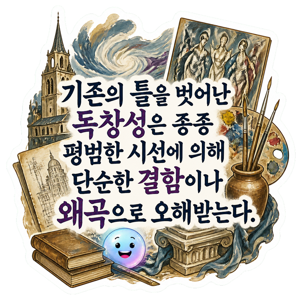 기존의 틀을 벗어난 독창성은 종종 평범한 시선에 의해 단순한 결함이나 왜곡으로 오해받는다.