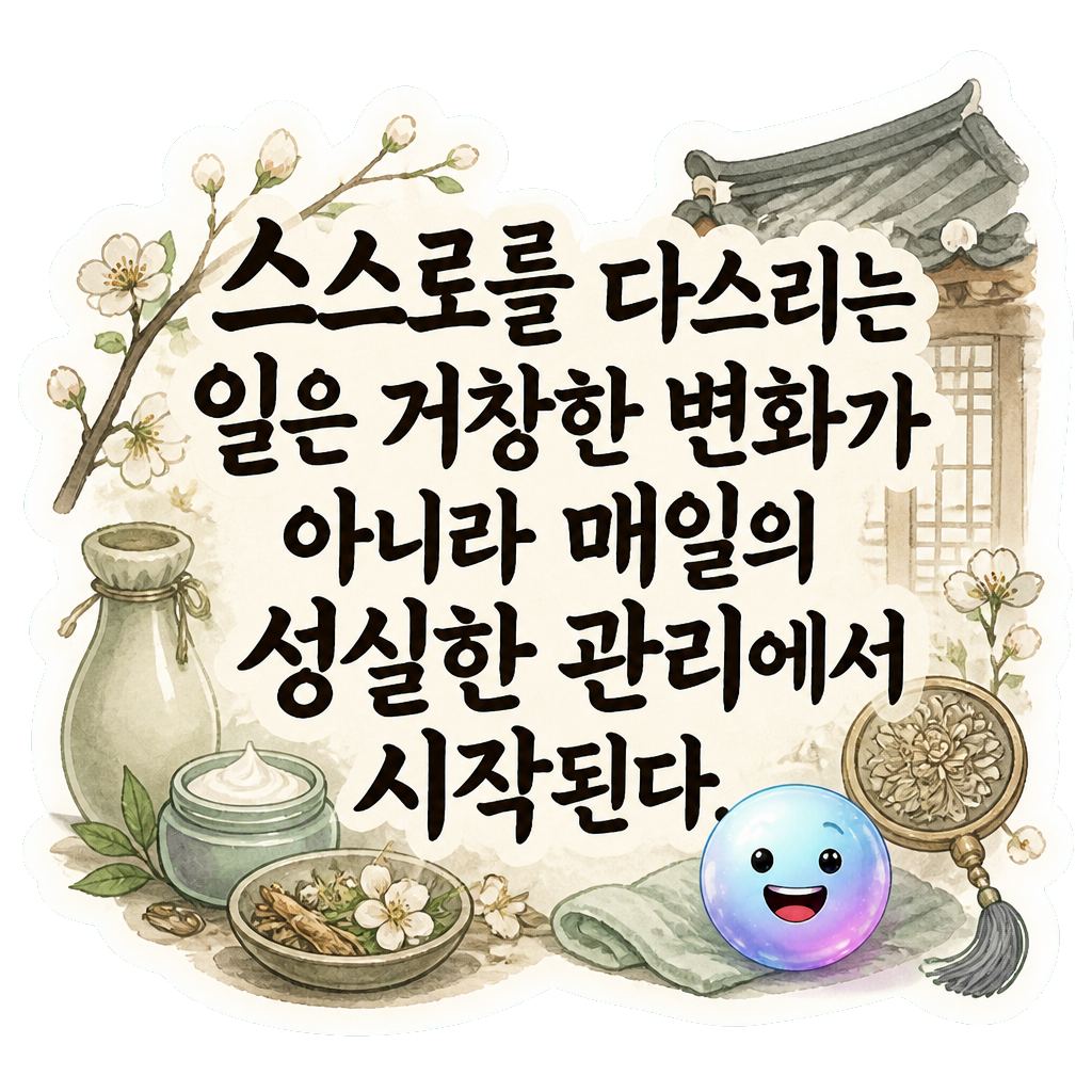 스스로를 다스리는 일은 거창한 변화가 아니라 매일의 성실한 관리에서 시작된다.