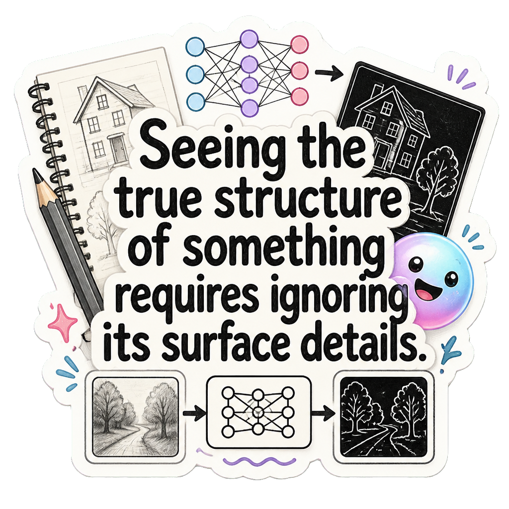 Seeing the true structure of something requires ignoring its surface details.