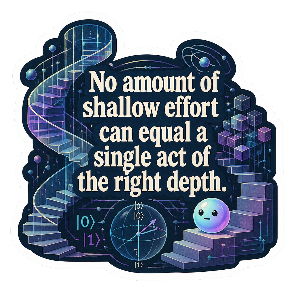 No amount of shallow effort can equal a single act of the right depth.
