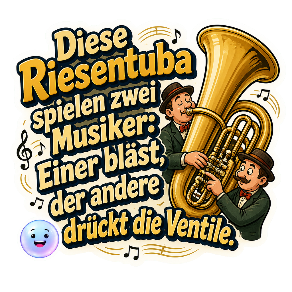 Diese Riesentuba spielen zwei Musiker: Einer bläst, der andere drückt die Ventile.