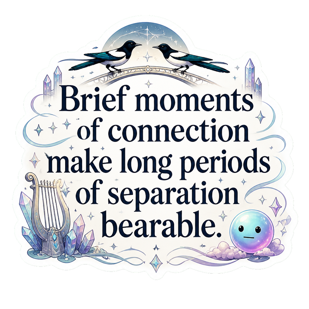 Brief moments of connection make long periods of separation bearable.