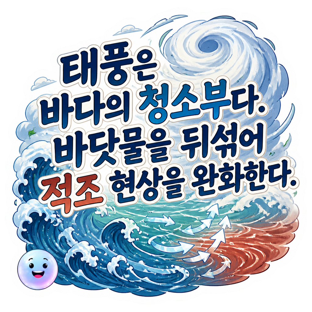 태풍은 바다의 청소부다. 바닷물을 뒤섞어 적조 현상을 완화한다.