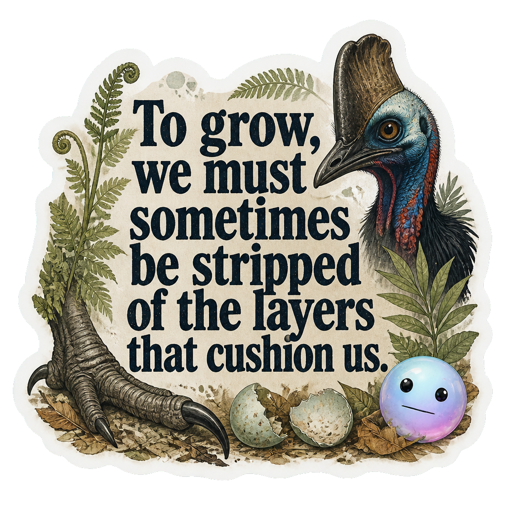 To grow, we must sometimes be stripped of the layers that cushion us.