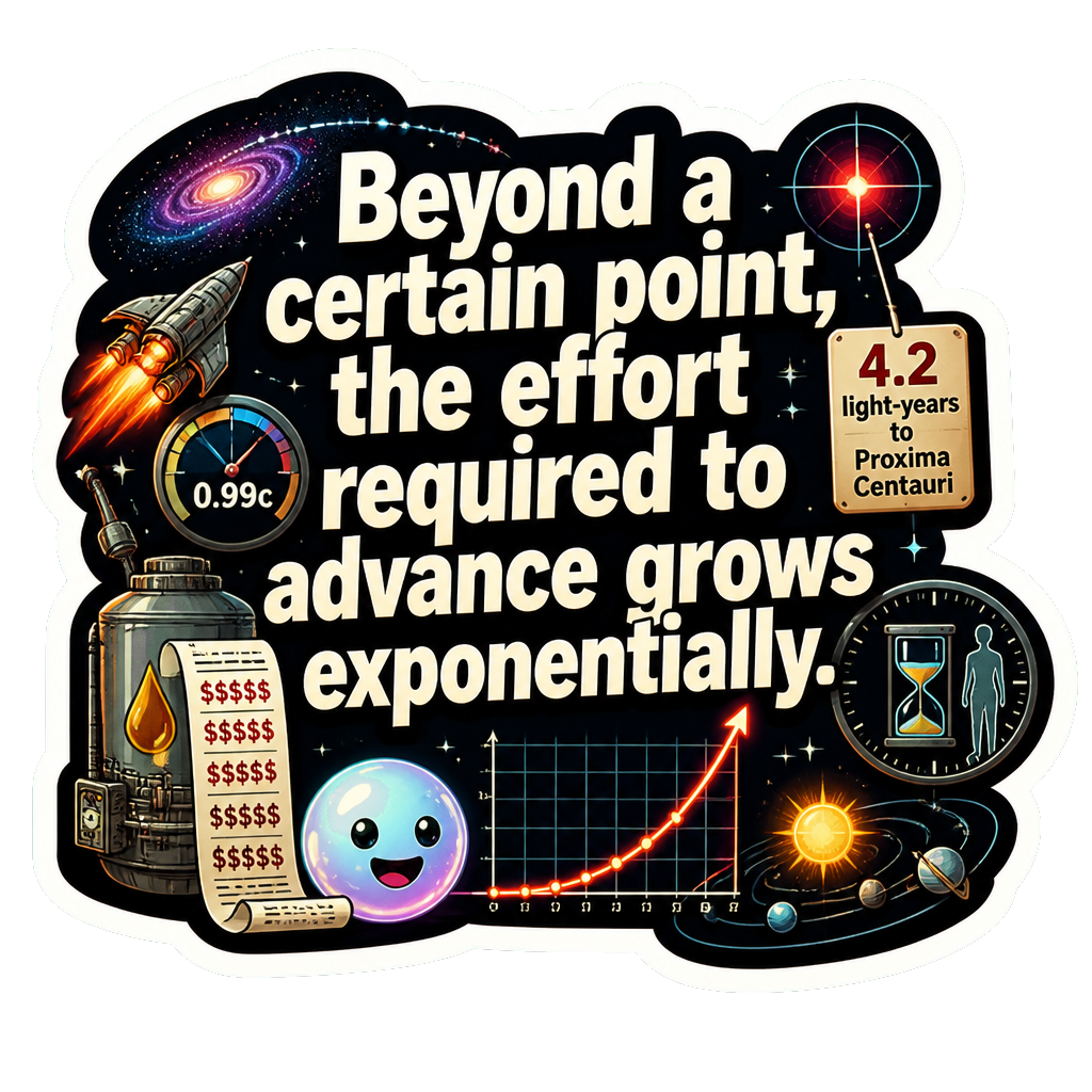 Beyond a certain point, the effort required to advance grows exponentially.
