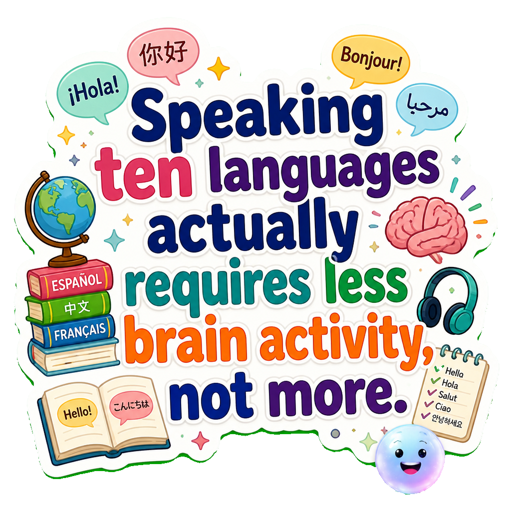 Speaking ten languages actually requires less brain activity, not more.