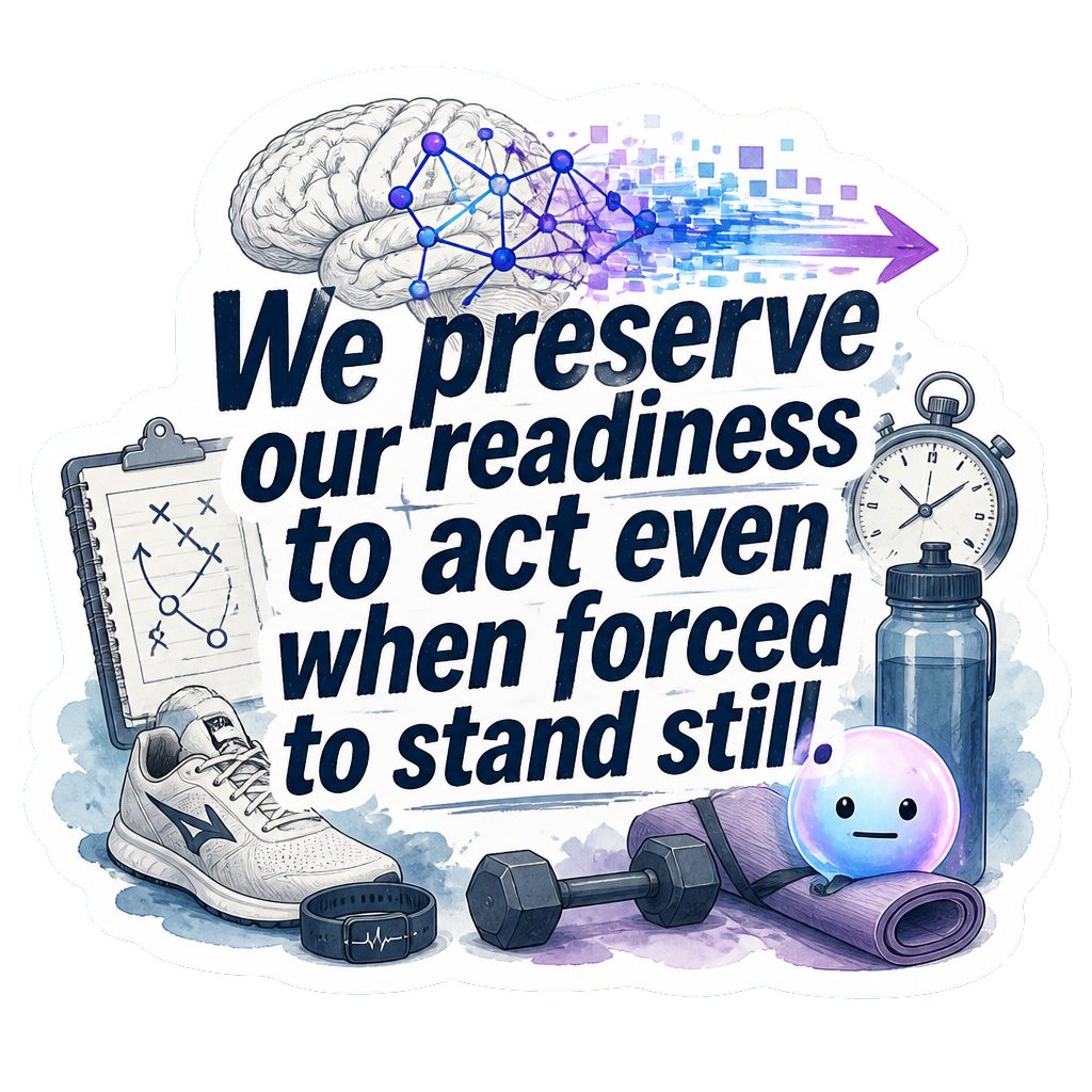 We preserve our readiness to act even when forced to stand still.