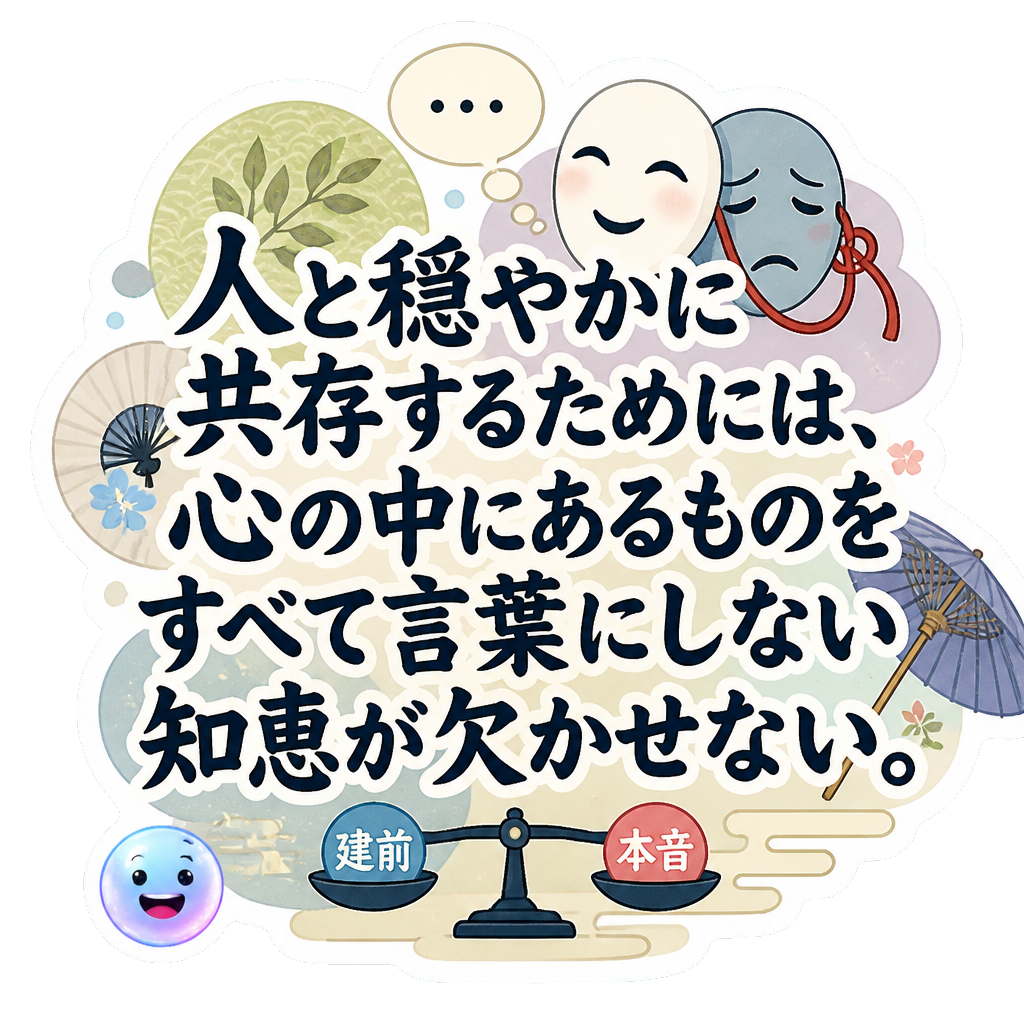 人と穏やかに共存するためには、心の中にあるものをすべて言葉にしない知恵が欠かせない。