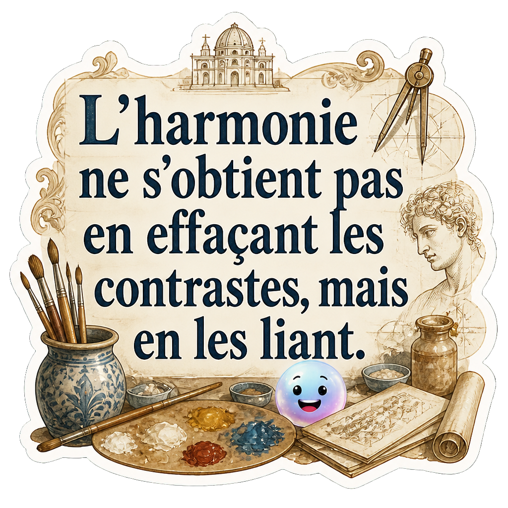 L'harmonie ne s'obtient pas en effaçant les contrastes, mais en les liant.