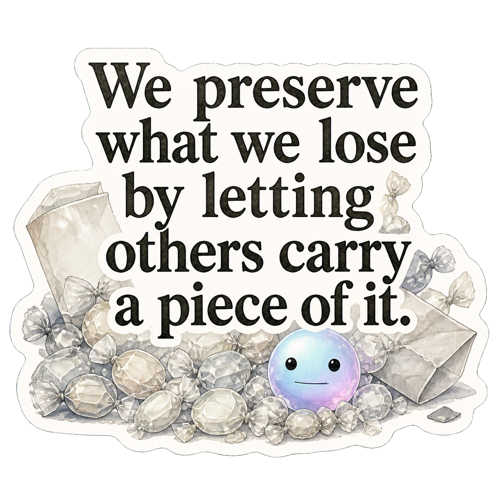 We preserve what we lose by letting others carry a piece of it.