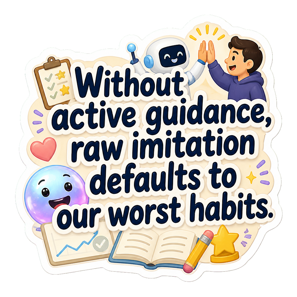 Without active guidance, raw imitation defaults to our worst habits.