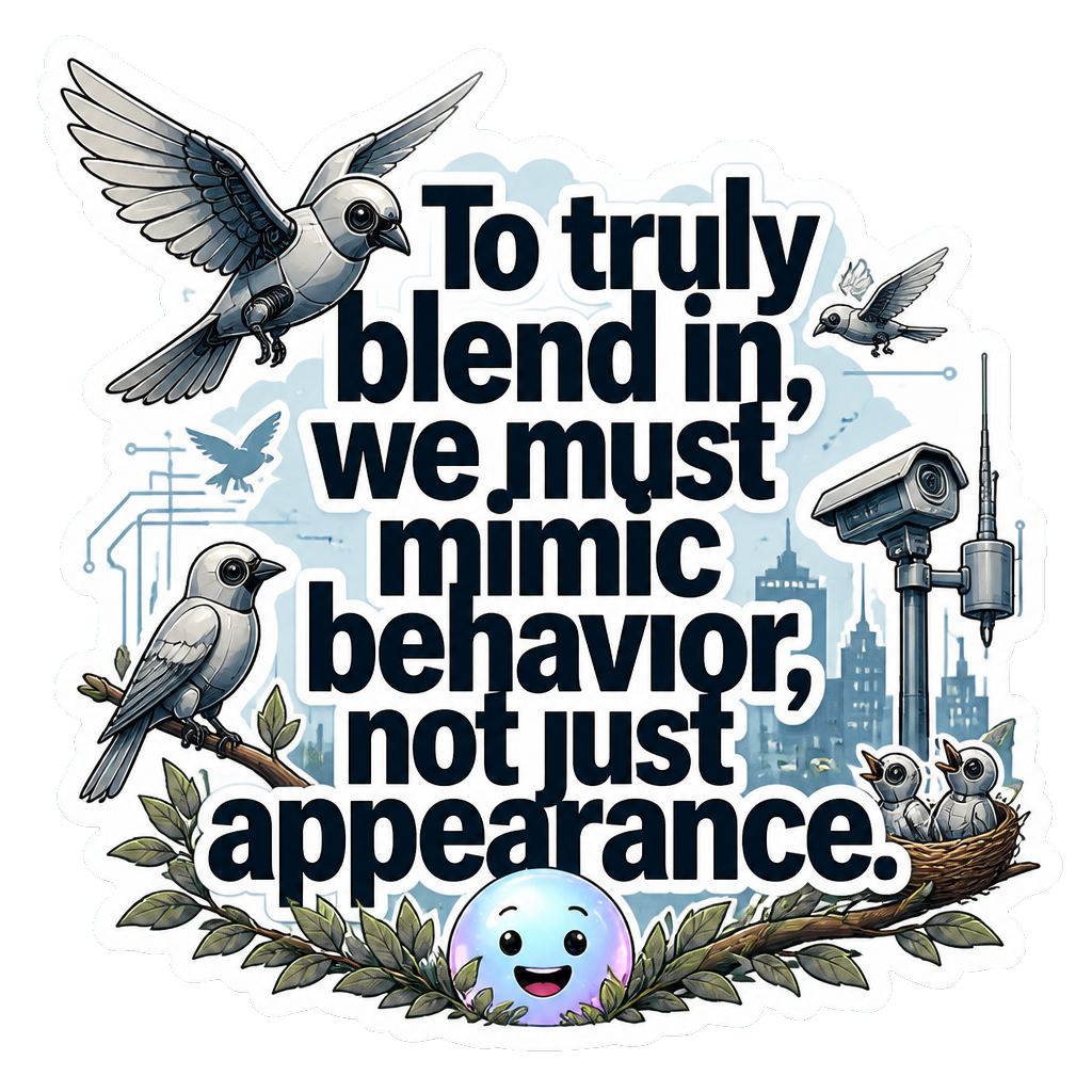 To truly blend in, we must mimic behavior, not just appearance.