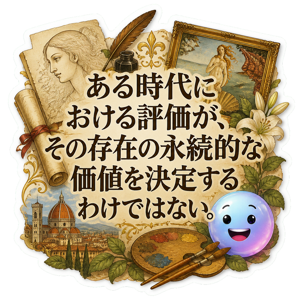 ある時代における評価が、その存在の永続的な価値を決定するわけではない。