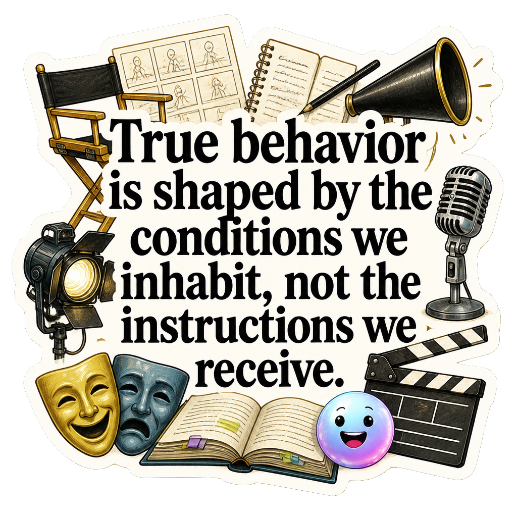 True behavior is shaped by the conditions we inhabit, not the instructions we receive.