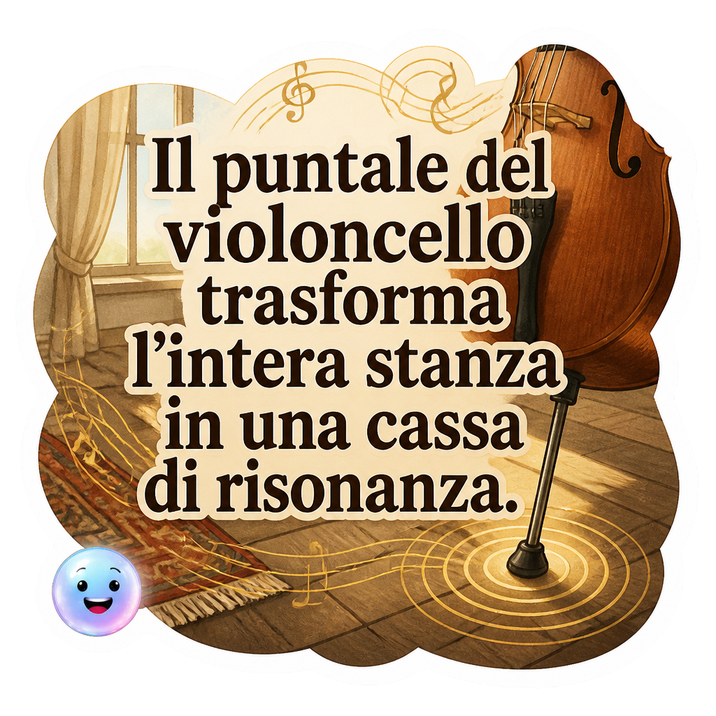 Il puntale del violoncello trasforma l'intera stanza in una cassa di risonanza.