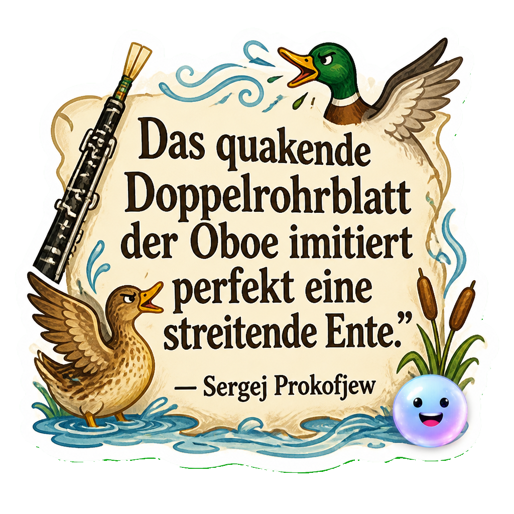 Das quakende Doppelrohrblatt der Oboe imitiert perfekt eine streitende Ente.