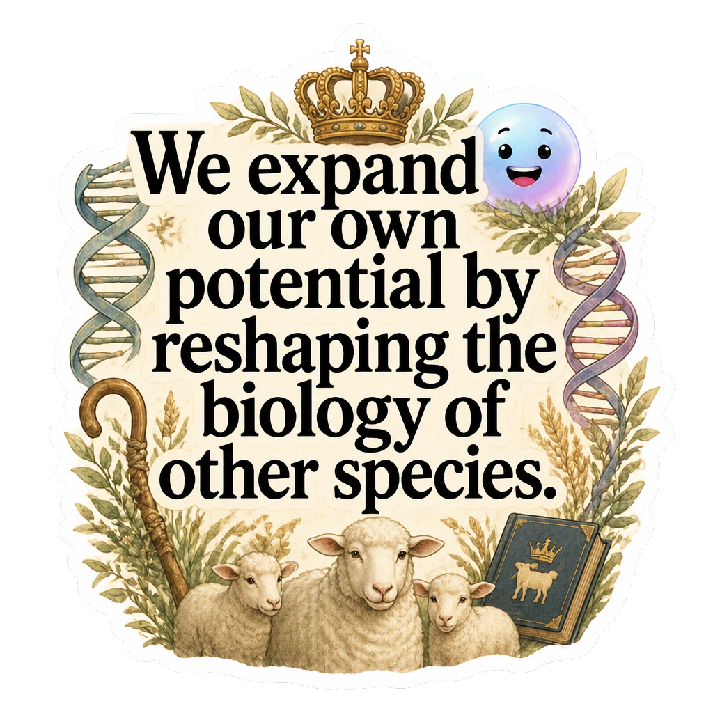 We expand our own potential by reshaping the biology of other species.