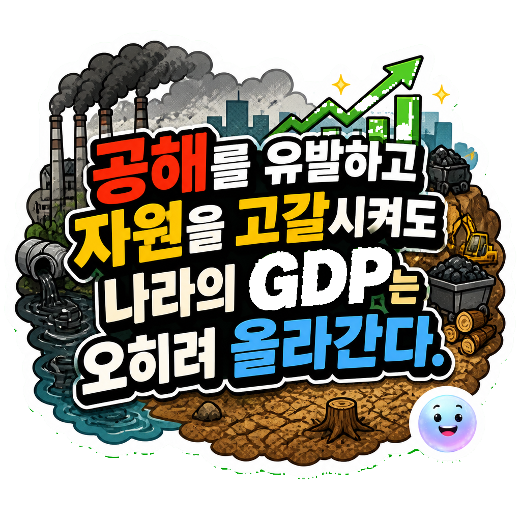 공해를 유발하고 자원을 고갈시켜도 나라의 GDP는 오히려 올라간다.