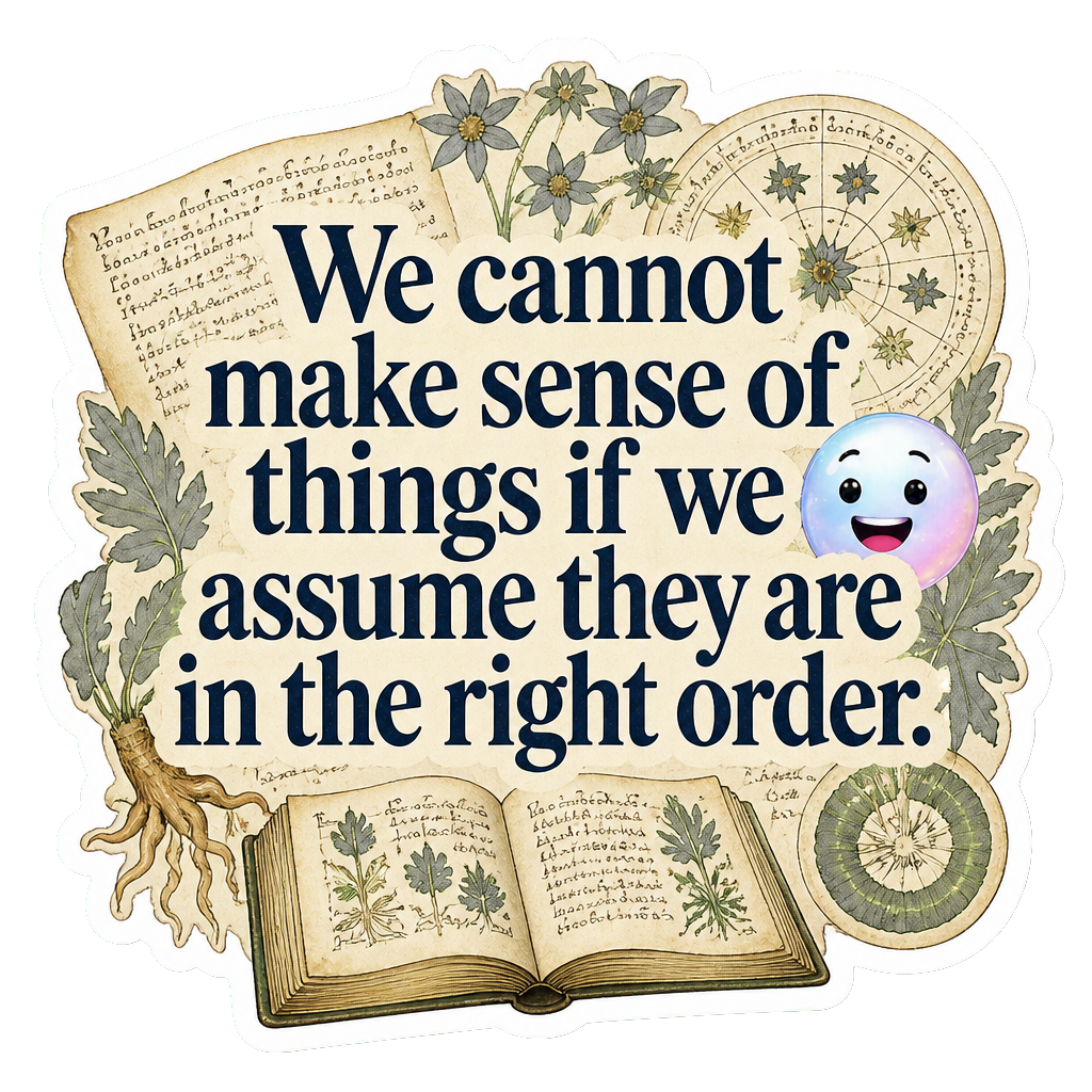 We cannot make sense of things if we assume they are in the right order.