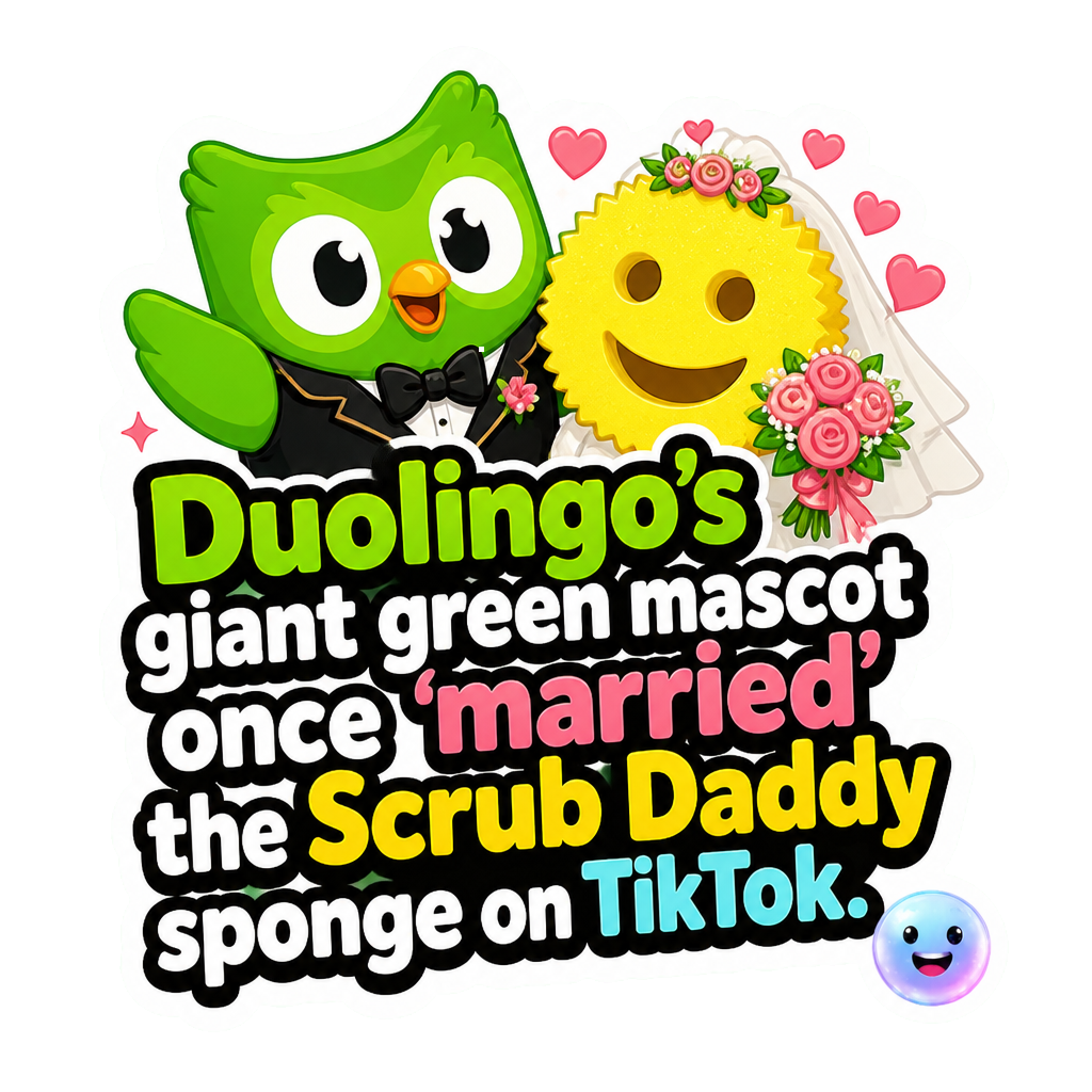 Duolingo's giant green mascot once 'married' the Scrub Daddy sponge on TikTok.