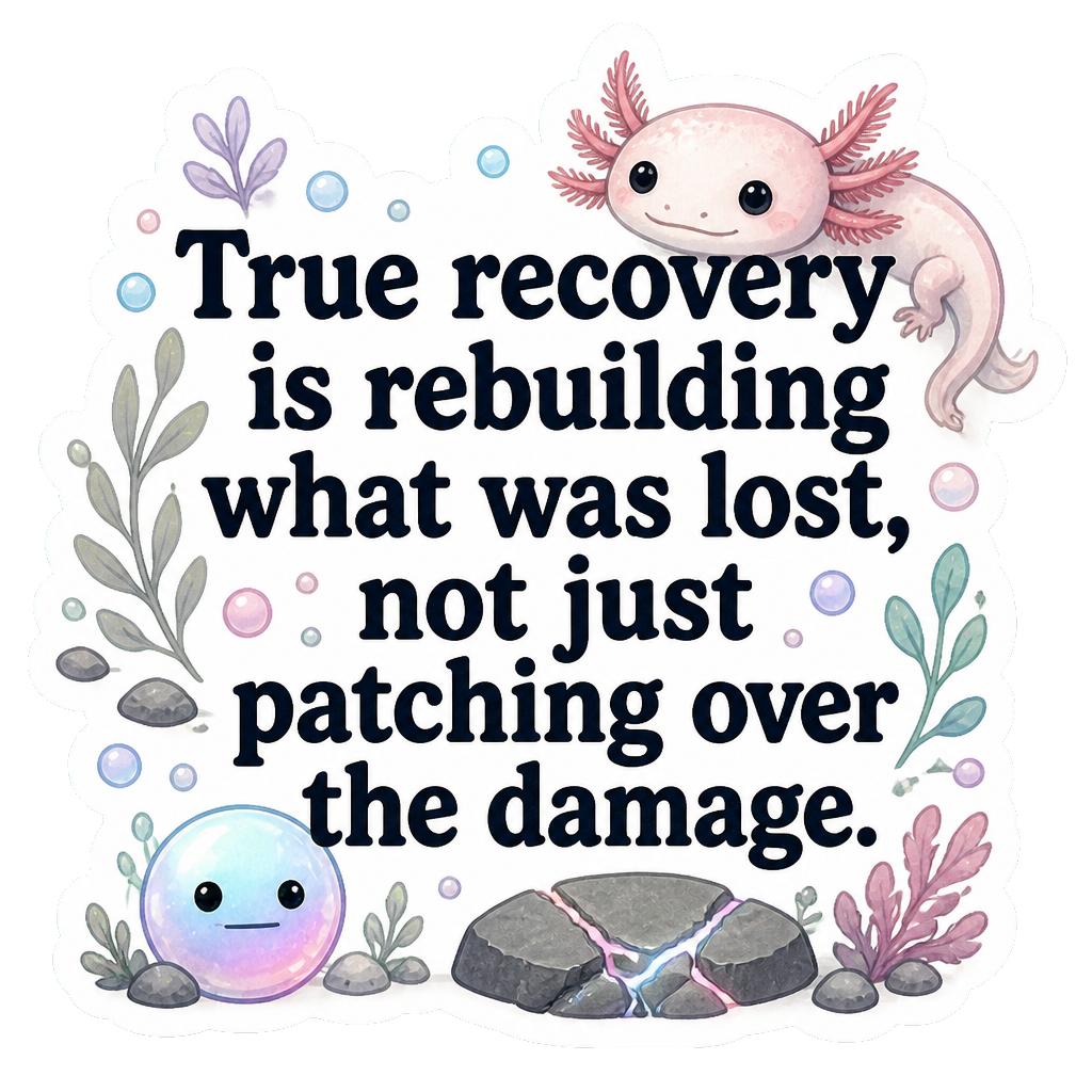 True recovery is rebuilding what was lost, not just patching over the damage.